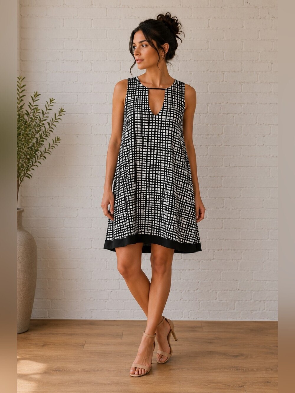 BAR III Summer A-Line Dress Black Combo XS NEW Sleeveless Flowy Mini Dress